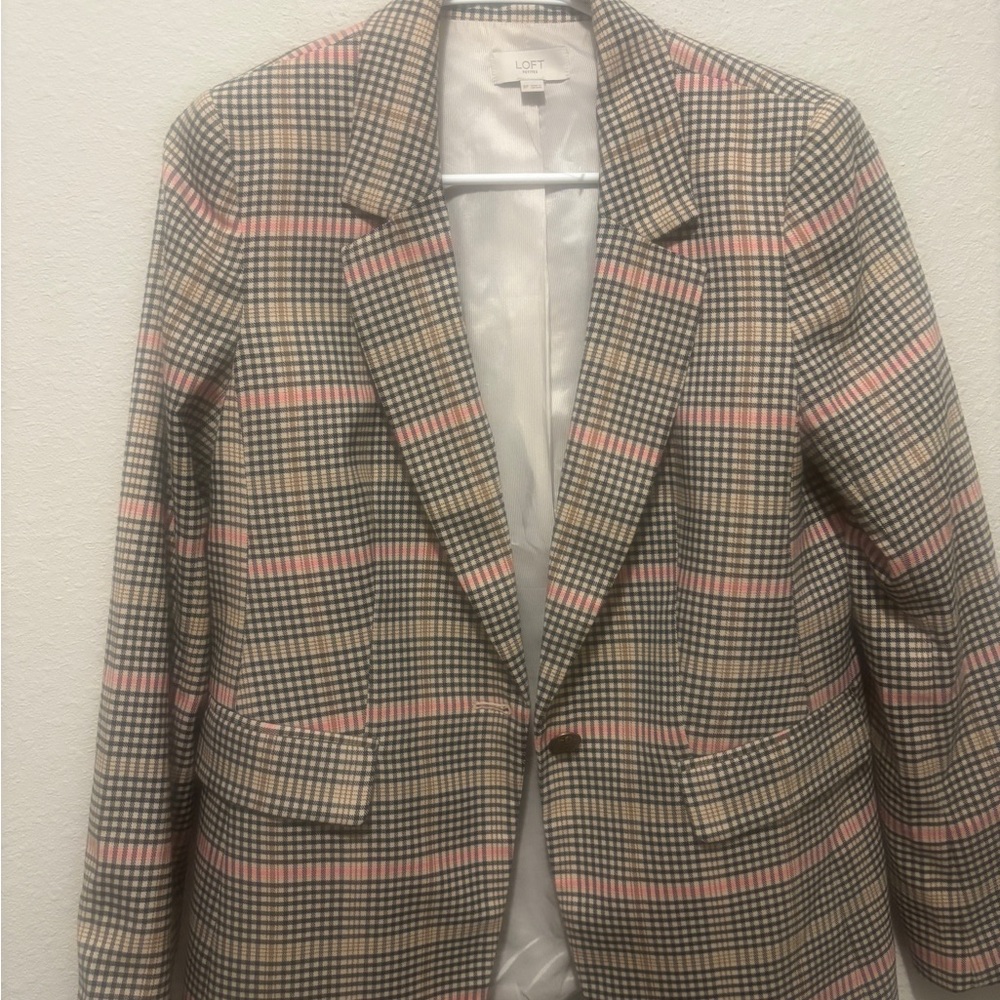 LOFT  Blazer - Pink and Black Plaid